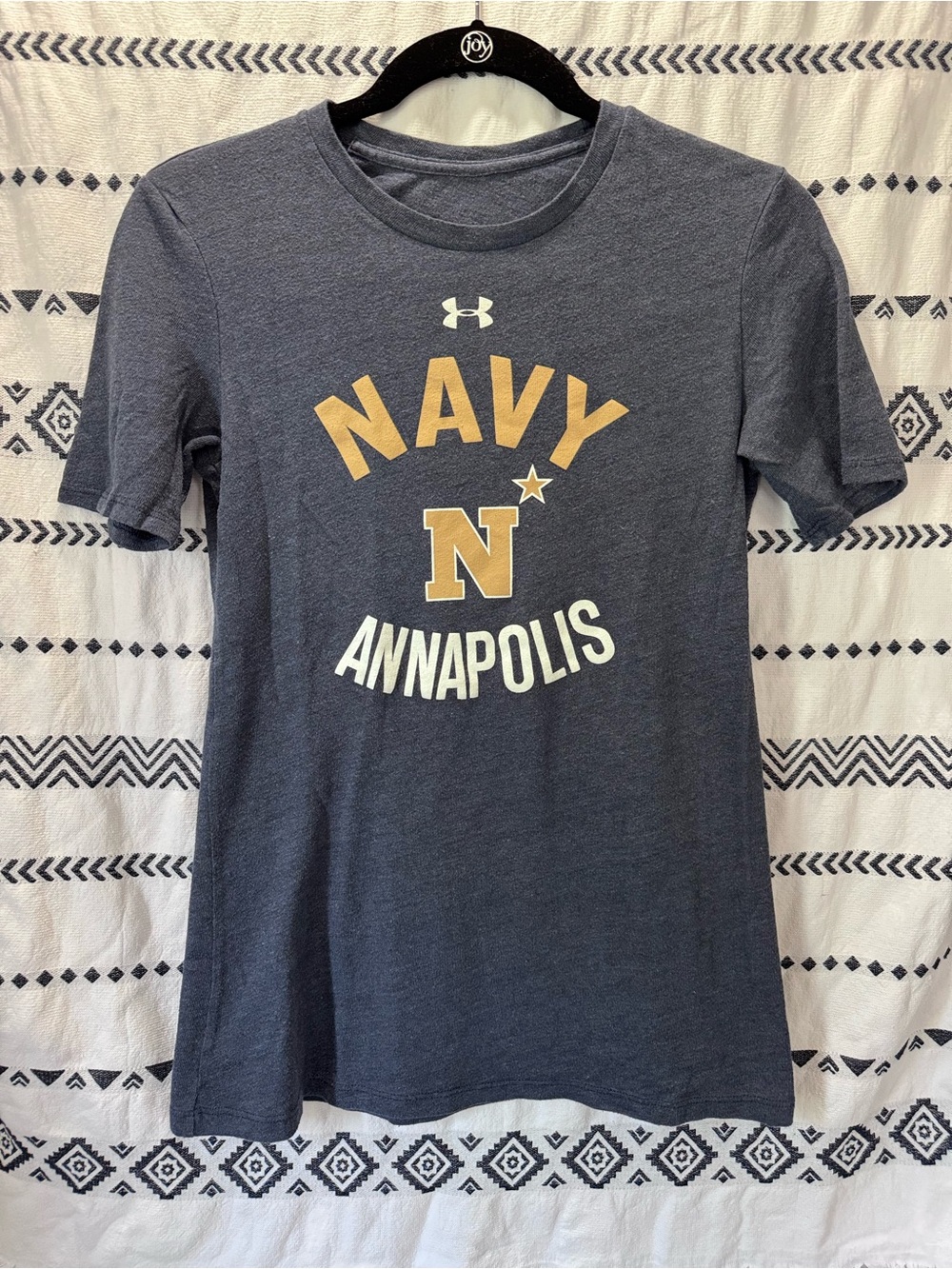 Under Armour women’s Navy Graphic Tee with Gold and White Accents